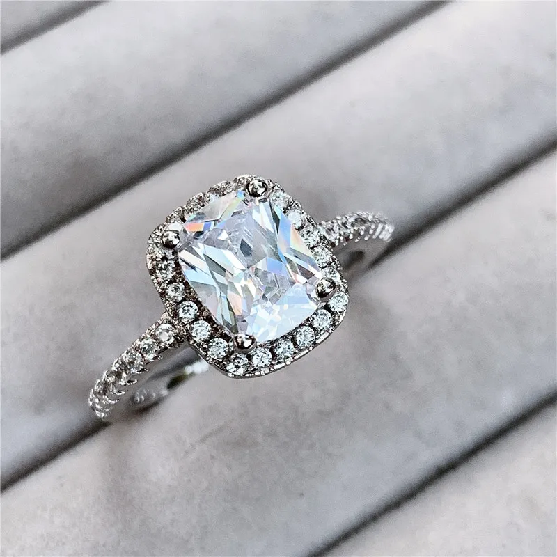Vecalon Charm Promise кольцо из стерлингового серебра 925 пробы с подушкой 3ct Циркон Cz