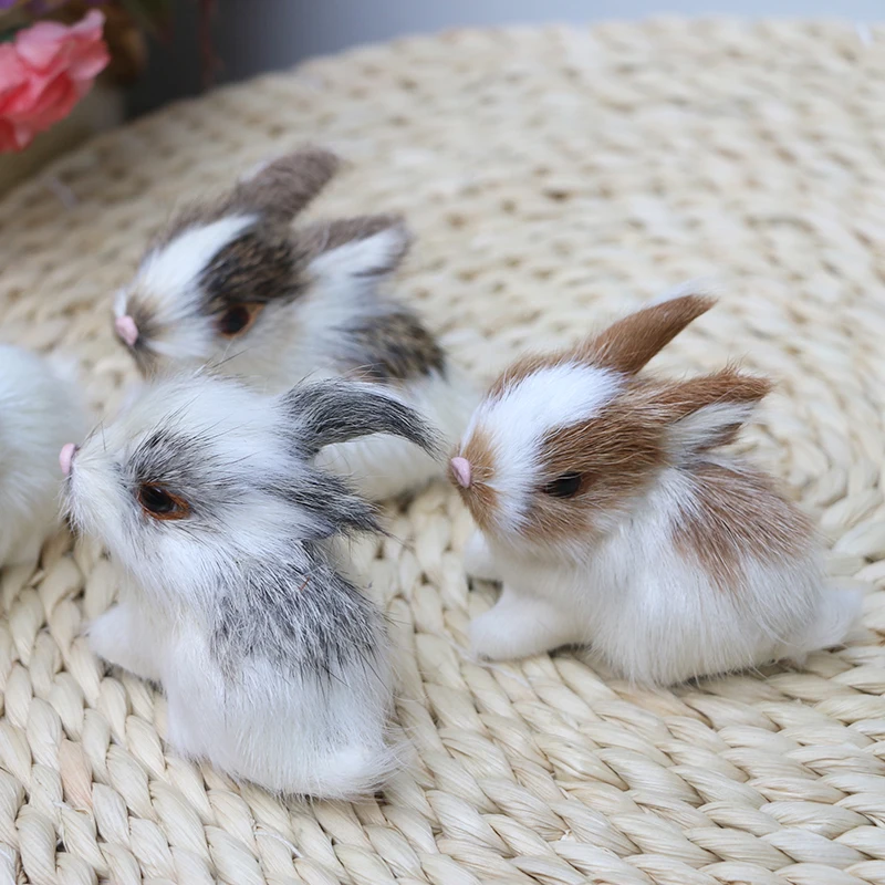 

Easter Bunny Decoration Mini Realistic Cute Plush Rabbit Lifelike Hare Toy Kids Birthday Xmas Gift Animal Figurine Small Doll