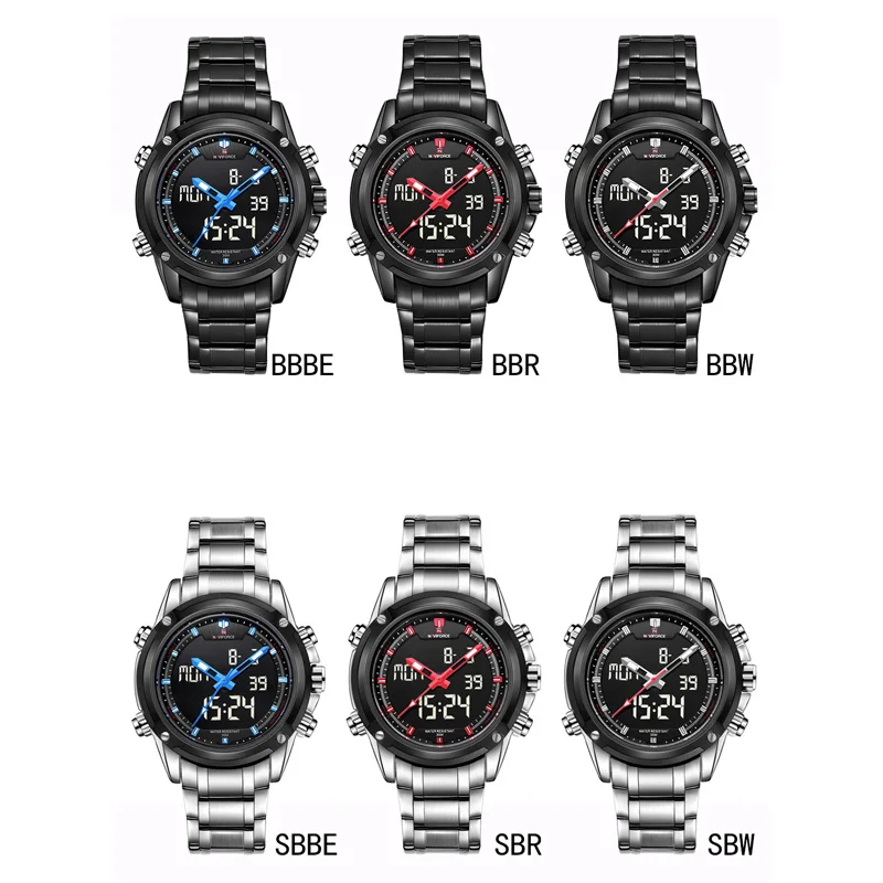 Часы наручные NAVIFORCE мужские светодиодные люксовые брендовые водонепроницаемые