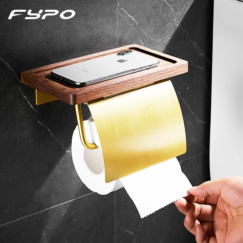 

Fypo Toilet Paper Holder Wall Mount Bathroom Shelf Kitchen Roll Paper Shelf Tissue Towel Holder Bathroom Accessories