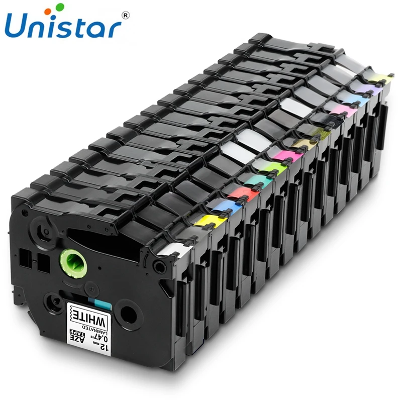 Unistar tze231 лента 12 мм совместима с Brother P-touch TZe 231 335, черная на белом, многоцветная этикетка TZ TZe-231 TZe-FX231