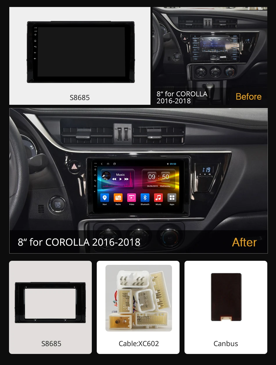 Ownice K1 K2 K3 K5 K6 Android 9 0 Восьмиядерный автомобильный DVD GPS для Toyota COROLLA 2016 2018 радио Navi 2G