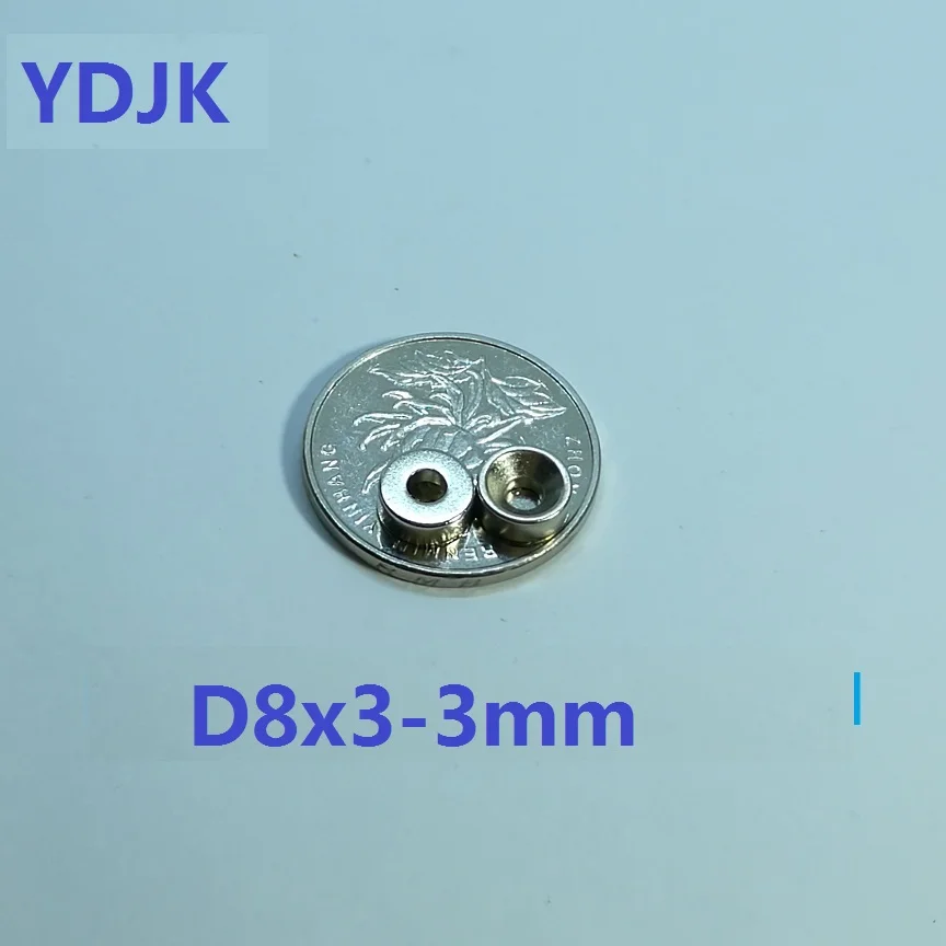 100PCS/LOT Disc Neodymium magnet 8*3 hole 3 N35 disc Rare earth permanent 8x3 NdFeB magnets 8 x | Обустройство дома