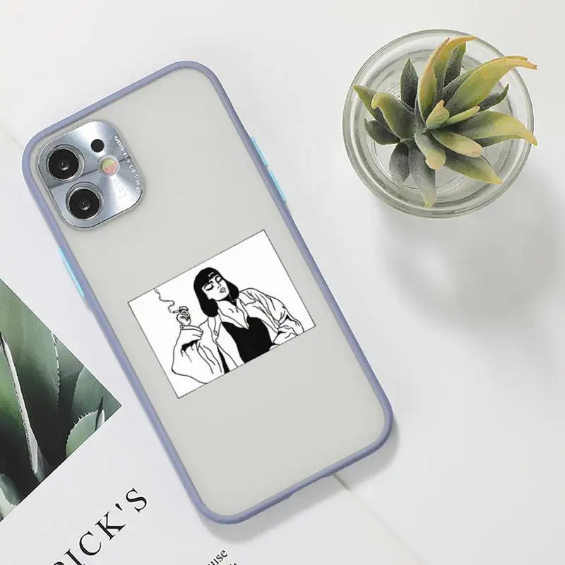 

Cool smoking heartbreaker girl Phone Case For iPhone 12 11 Mini Pro XR XS Max 7 8 Plus X Matte transparent Gray Back Cover