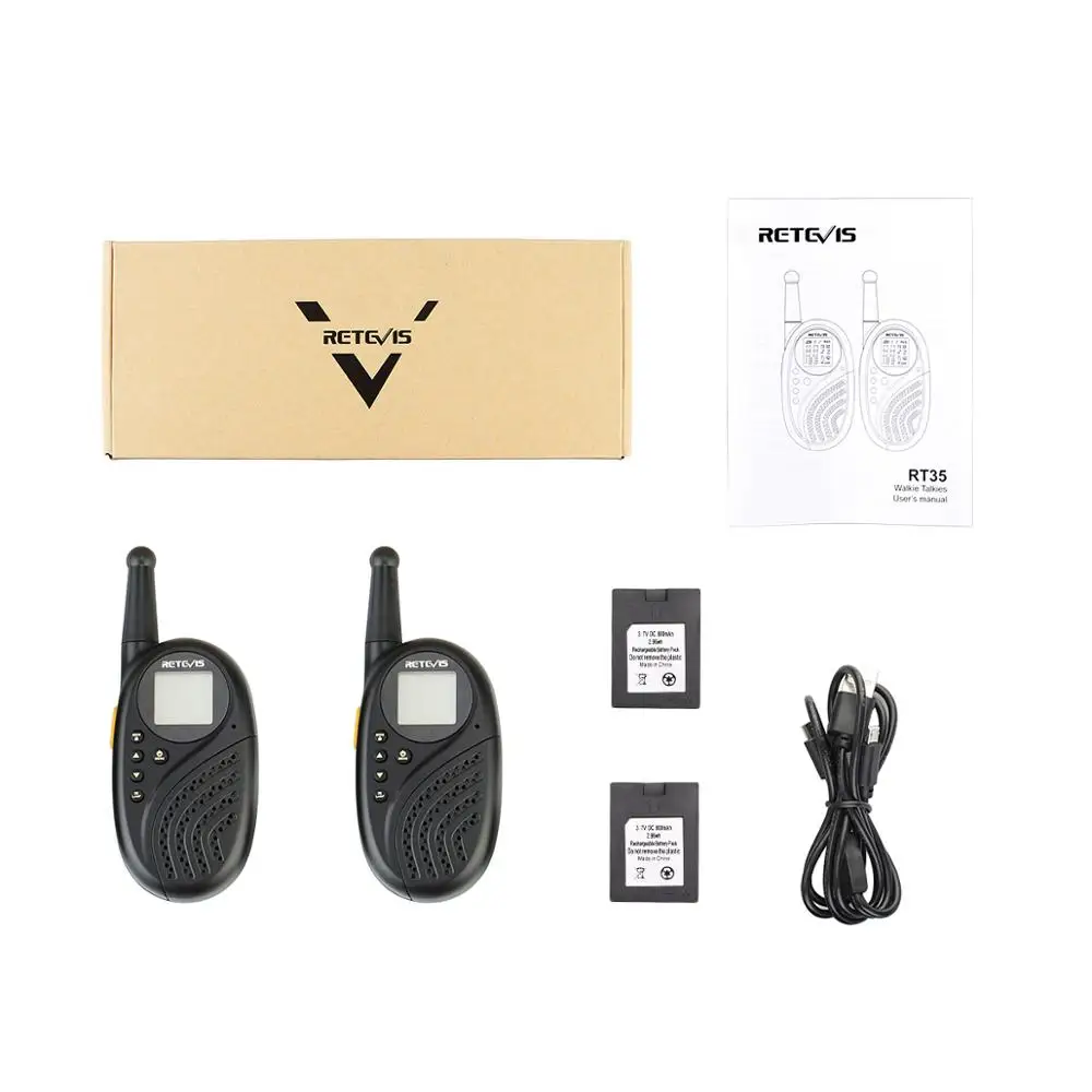 

2pcs Retevis RT35 Walkie Talkies VOX UHF License-free Ham Radio Station Hf Transceiver Rechargeable Two Way Radio USB Charger