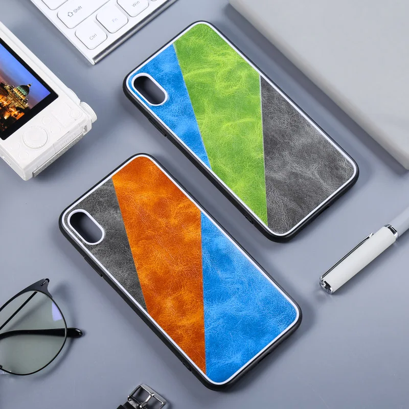 Трехцветный чехол с кристаллами для iPhone XR X XS 11 Pro Max s PC + TPU PU кожаный 6 6S 7 8 Plus задняя