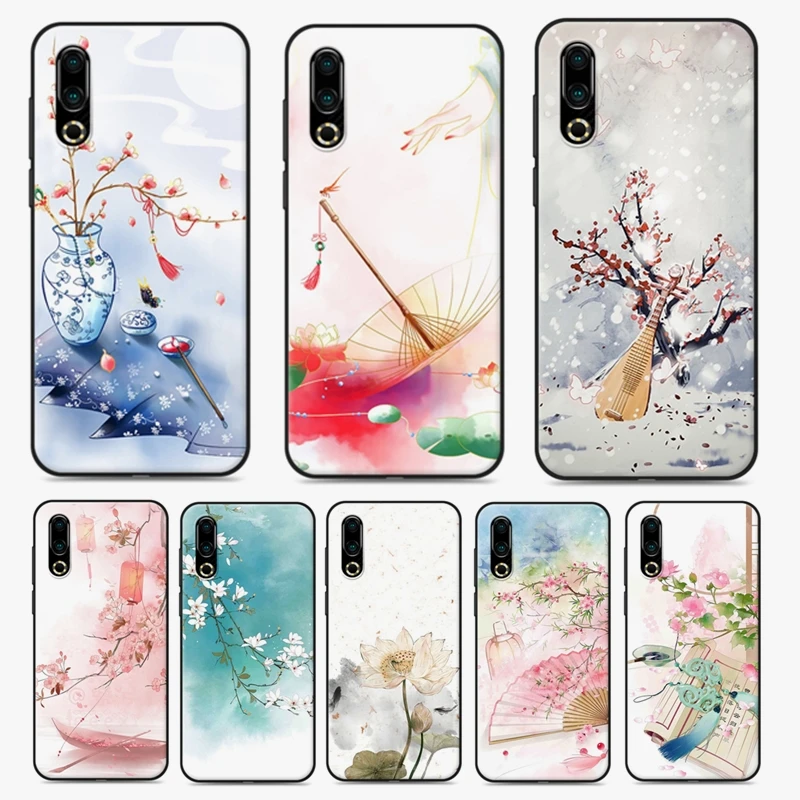 CAPAS For Meizu 16s Pro 16Xs Case Cover Soft Silicone Chinese Style Flower Pattern Phone Back 16sPro | Мобильные телефоны и
