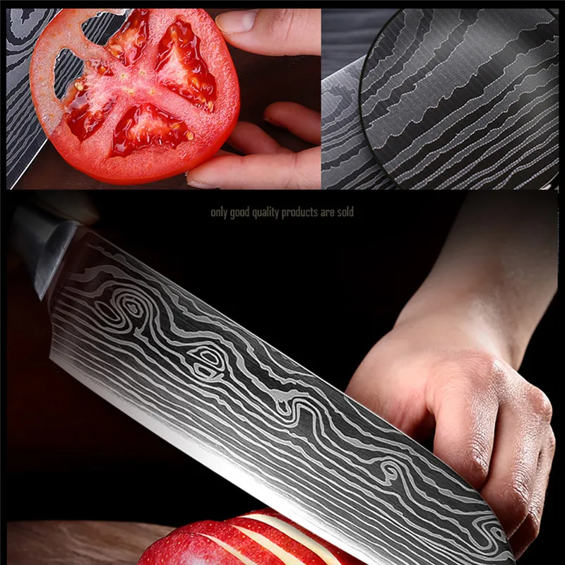 Набор кухонных ножей сантоку универсальные лезвия из нержавеющей стали 8 дюймов подарок для шеф