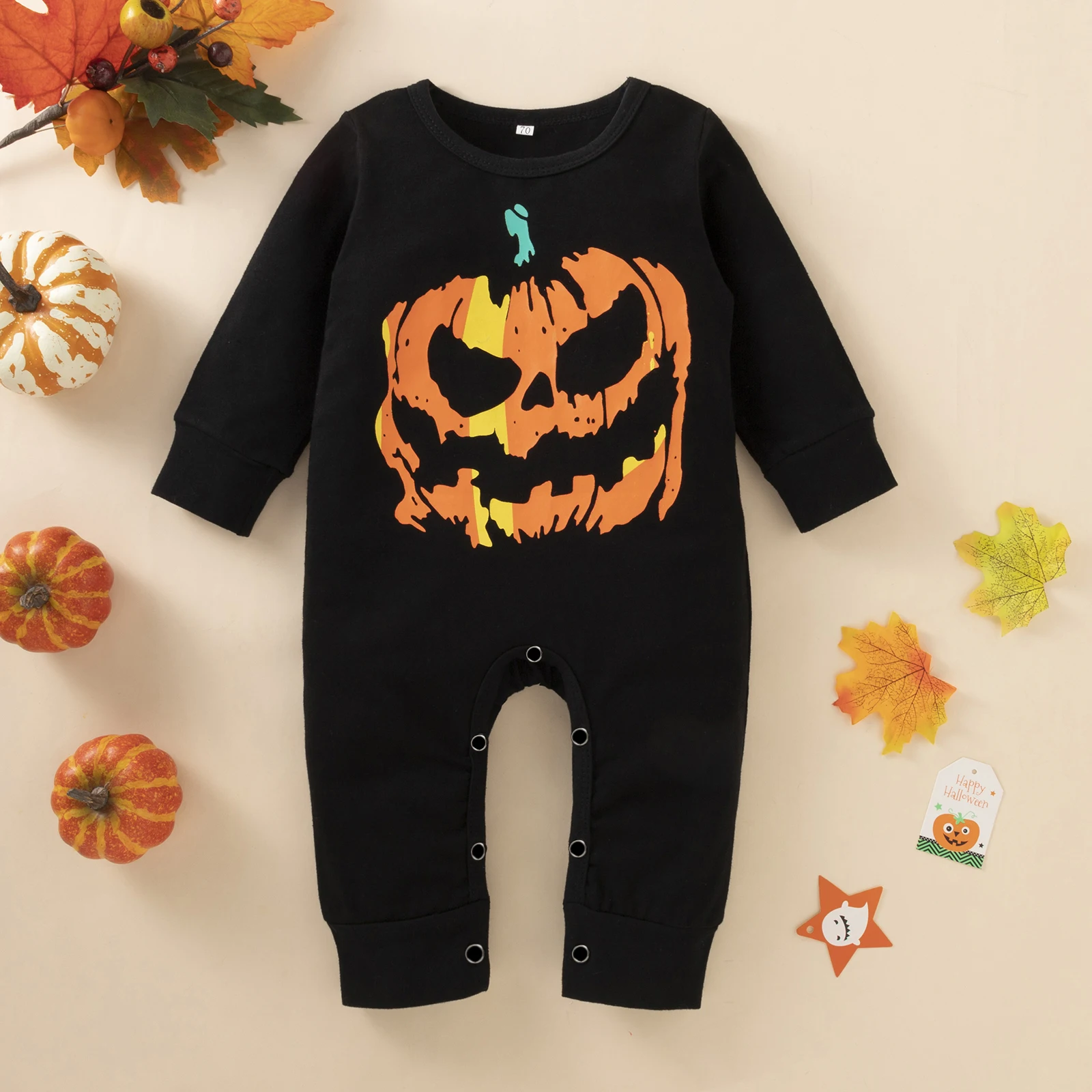 

Ma&Baby 0-24M Newborn Infant Baby Boys Girls Halloween Costume Pumpkin Print Long Sleeve Jumpsuit Romper DD40
