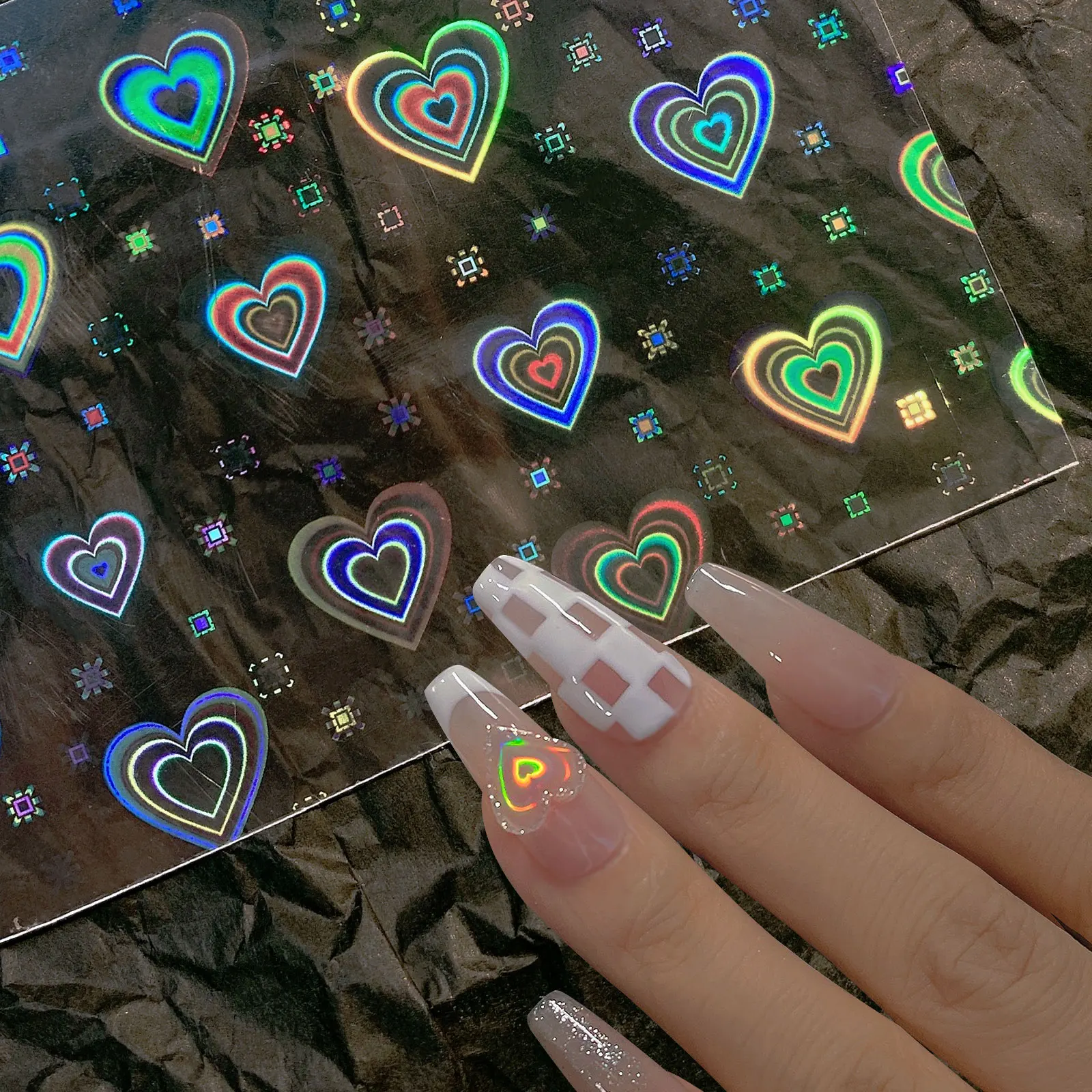 

Misscheering 5 Pcs/Set Laser Aurora Nail Stickers for Manicure Fashion Star Nails Accessories for Art Decoration