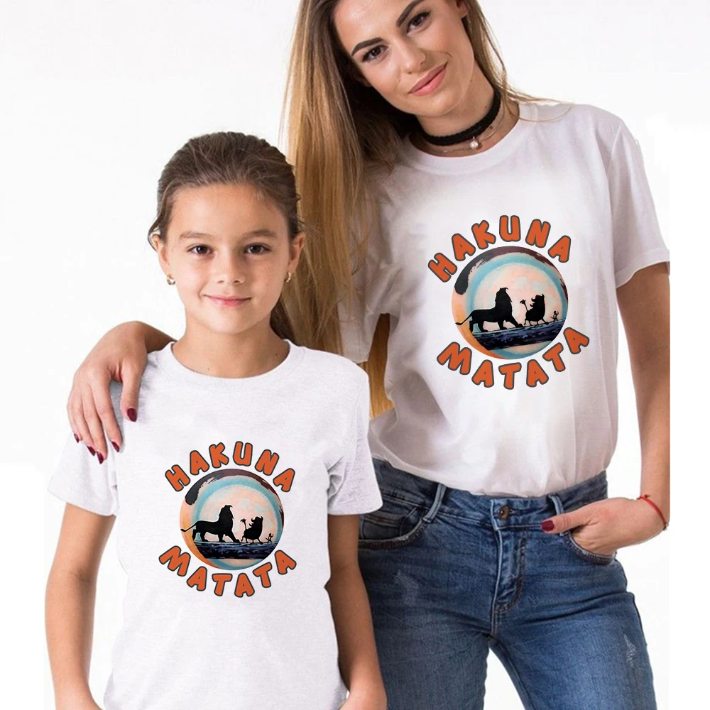 

Female T-shirt Cartoon HAKUNA MATATA The Lion King Printed Male Children Tshirt Harajuku Funny T Shirt Family Look Outfits Tops