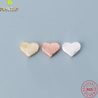 2ps 925 sterling silver matte heart spacer beads 18k gold plating rose gold diy charm bracelet necklace jewelry accessories