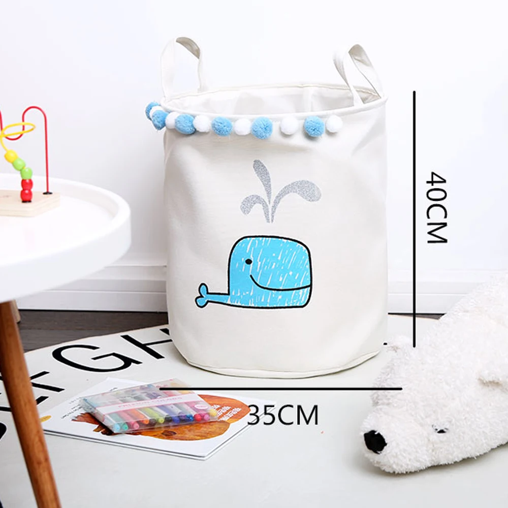 Корзина для хранения игрушек с меховым шариком корзина кошки Кита складная белья