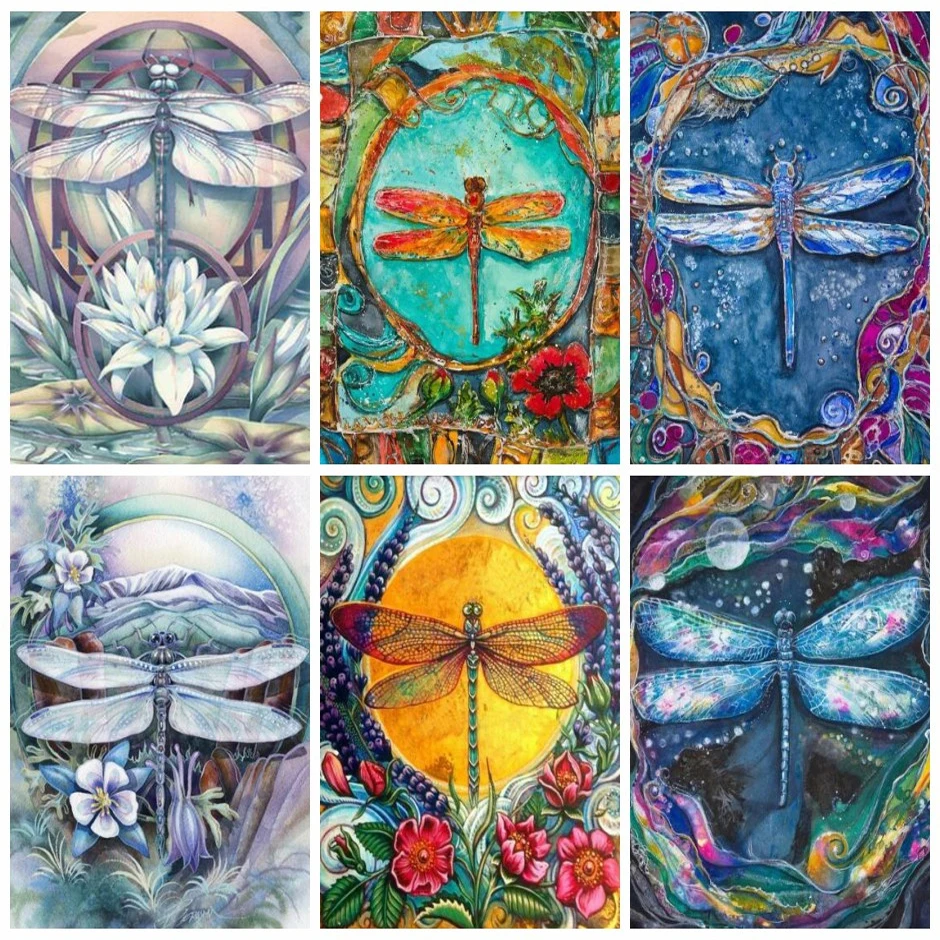 

5D DIY Diamond Painting Full Square/Round Dragonfly Diamond Embroidery Cartoon Cross Stitch Handwork Art Home Decoration