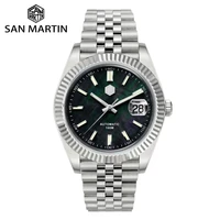san martin men dress watch jubilee bracelet retro classic luxury automatic mechanical watches sapphire cyclops waterproof 100m
