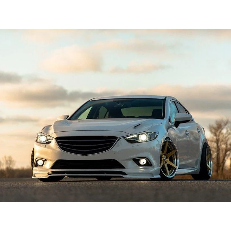 Mazda 6 (рестайлинг 1) 2015 2018 Клыки переднего бампера SkyActivSport (АБС пластик)|Юбка