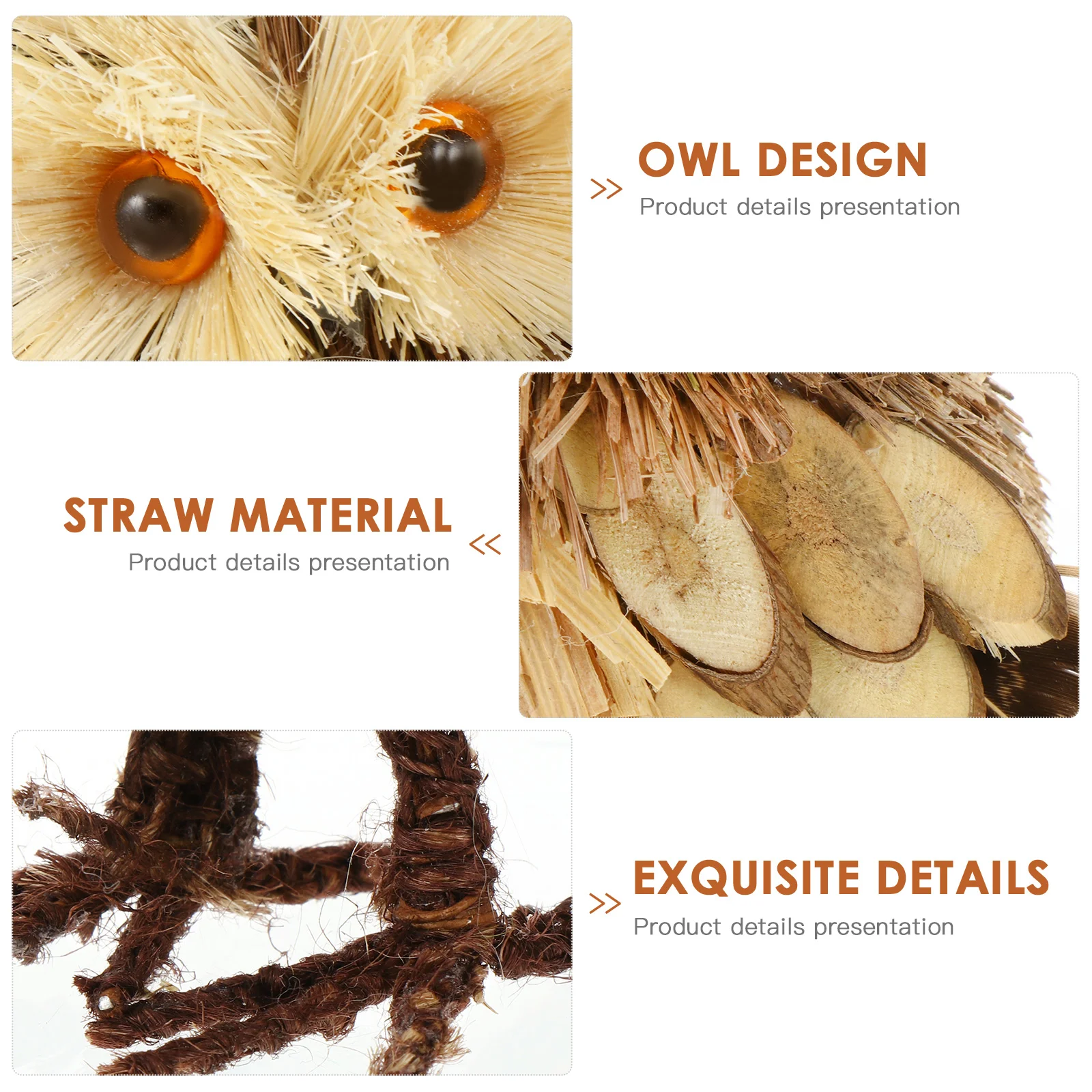 Straw Woven Night Owl Model Desktop Ornament Animal Shape Tabletop Adornment | Дом и сад