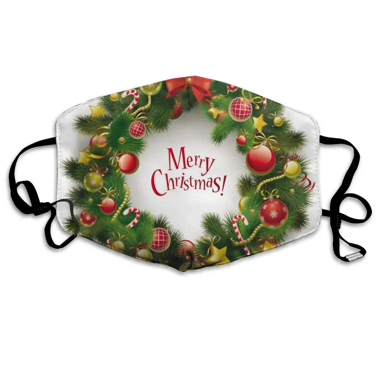 

Christmas Wreath Beauty Dust Masks Reusable Cotton Breathable for Outdoor Cycling Face Earloop Masks Dust Pollen Allergens