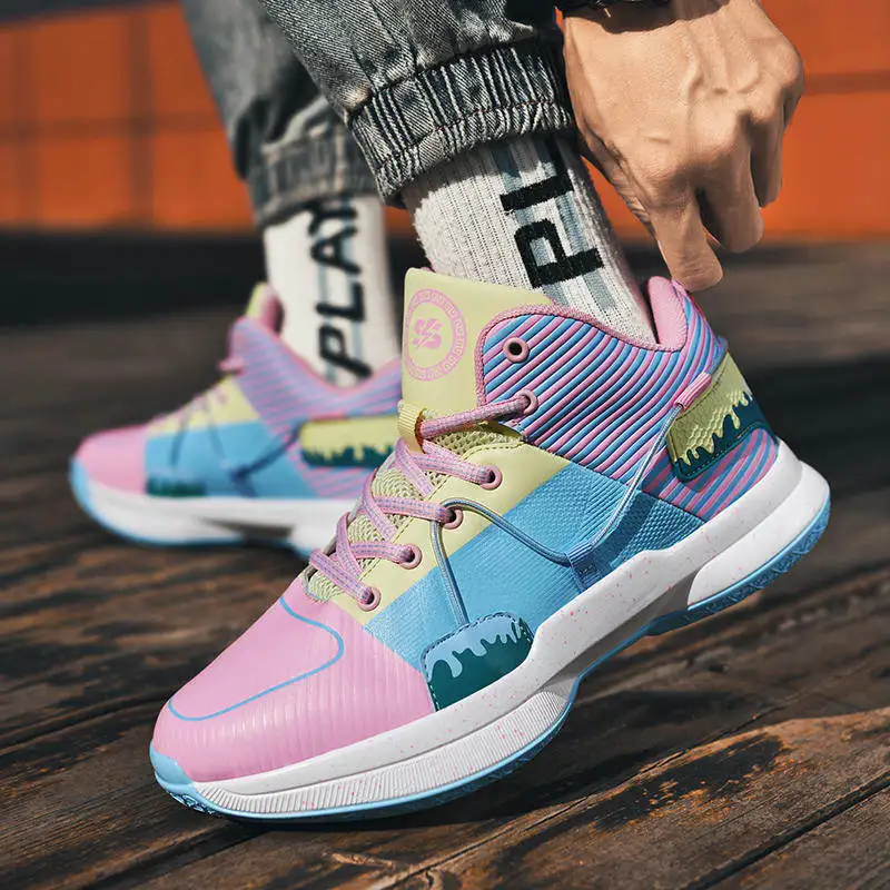 Couple New Unisex Sneakers Basketball Shoes Men Fashion Colorful Design High end Basketball Shoes Wear resistant Training Sports