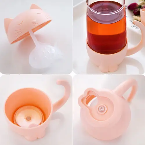 

Glass Tea Cup Cute Dog Cat Glass Cup Tea Mug with Fish Infuser Strainer Filter Soaking Filter Cup Glass Cups with Lids