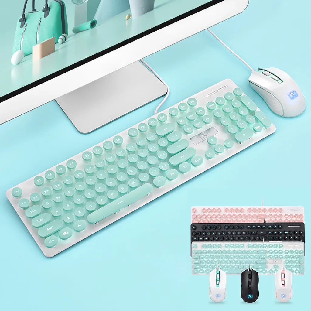 Новинка N518 набор с клавиатурой и мышью в стиле панк круглыми клавишами для ПК