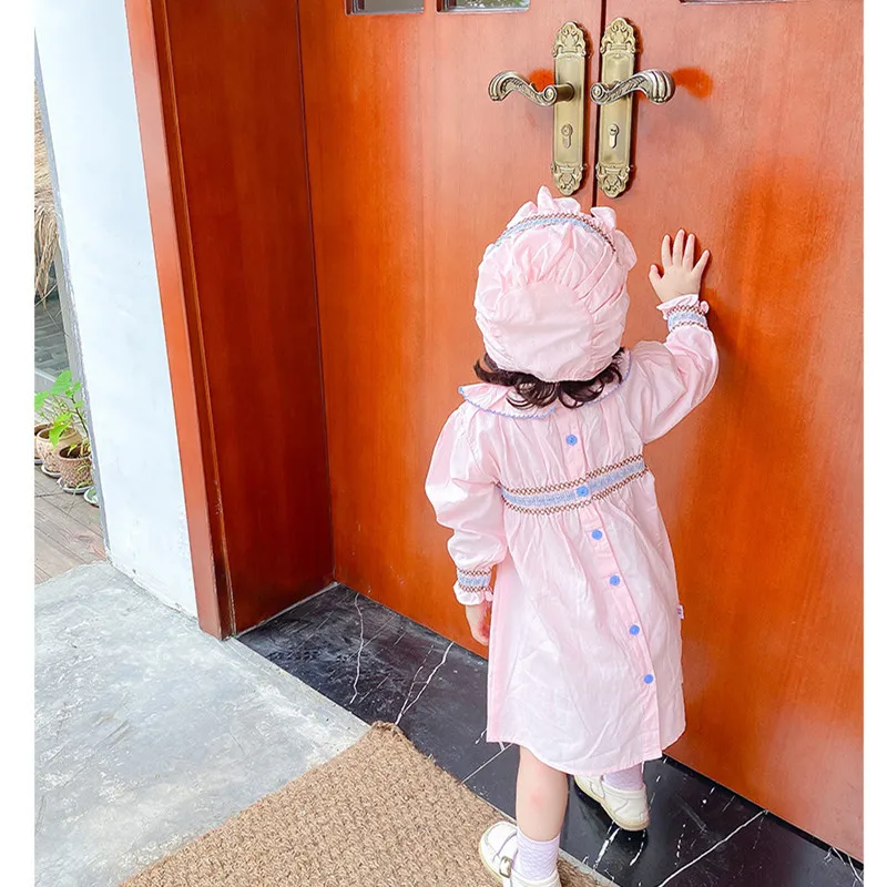 Детское Хлопковое платье с шапочкой воротником и длинными рукавами | Мать