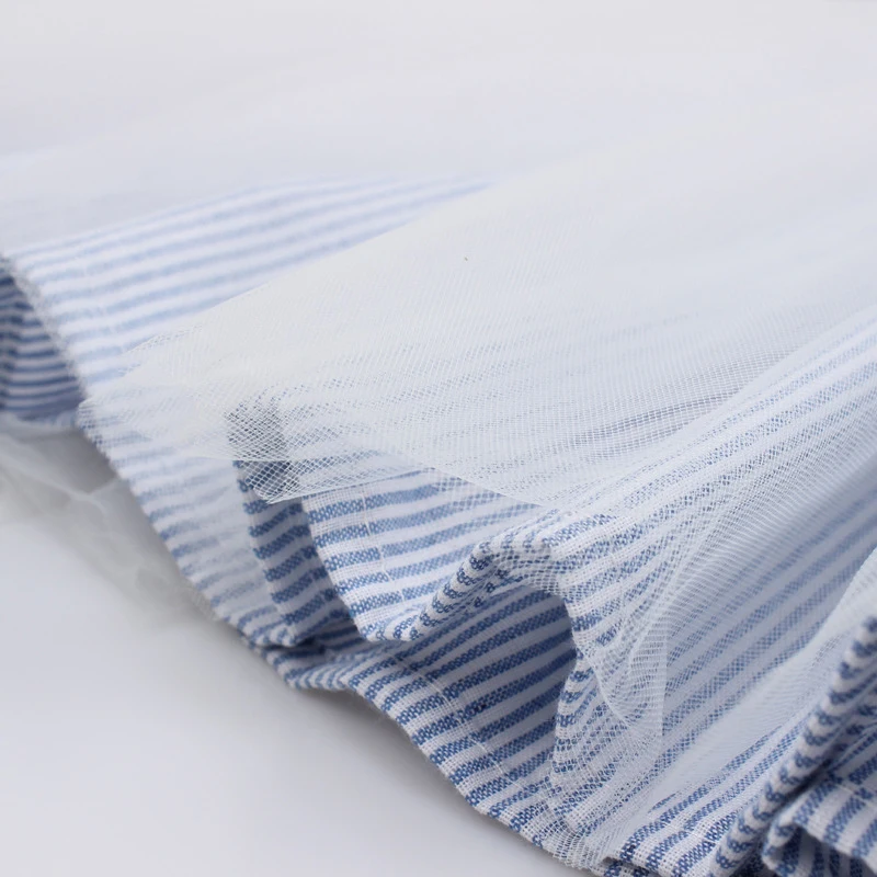 

Flofallzique 2020 Striped V Neck Sleeveless Fashion Cute Special Girl Dress with Tulle Decoration Casual Party Kids Clothes