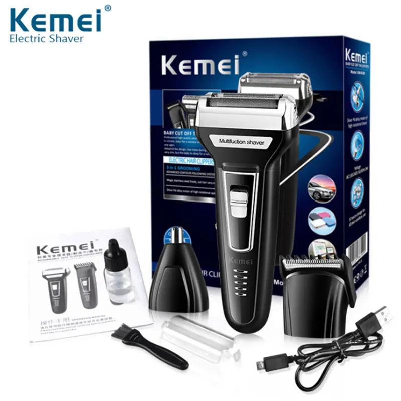 

3in1 powerful rechargeable electric shaver for men beard hair body face electric razor bald head shaving machine and trimmer