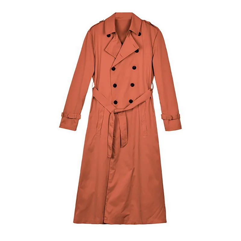 

Long Slim Men Trench Coat Double-breasted Lapel Windbreaker Male Fashion Autumn Winter Coat Long Design Trench Male