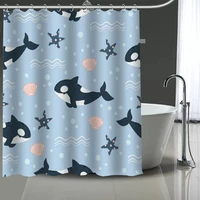 custom cartoon whale shower curtains diy bathroom curtain fabric washable polyester for bathtub art decor