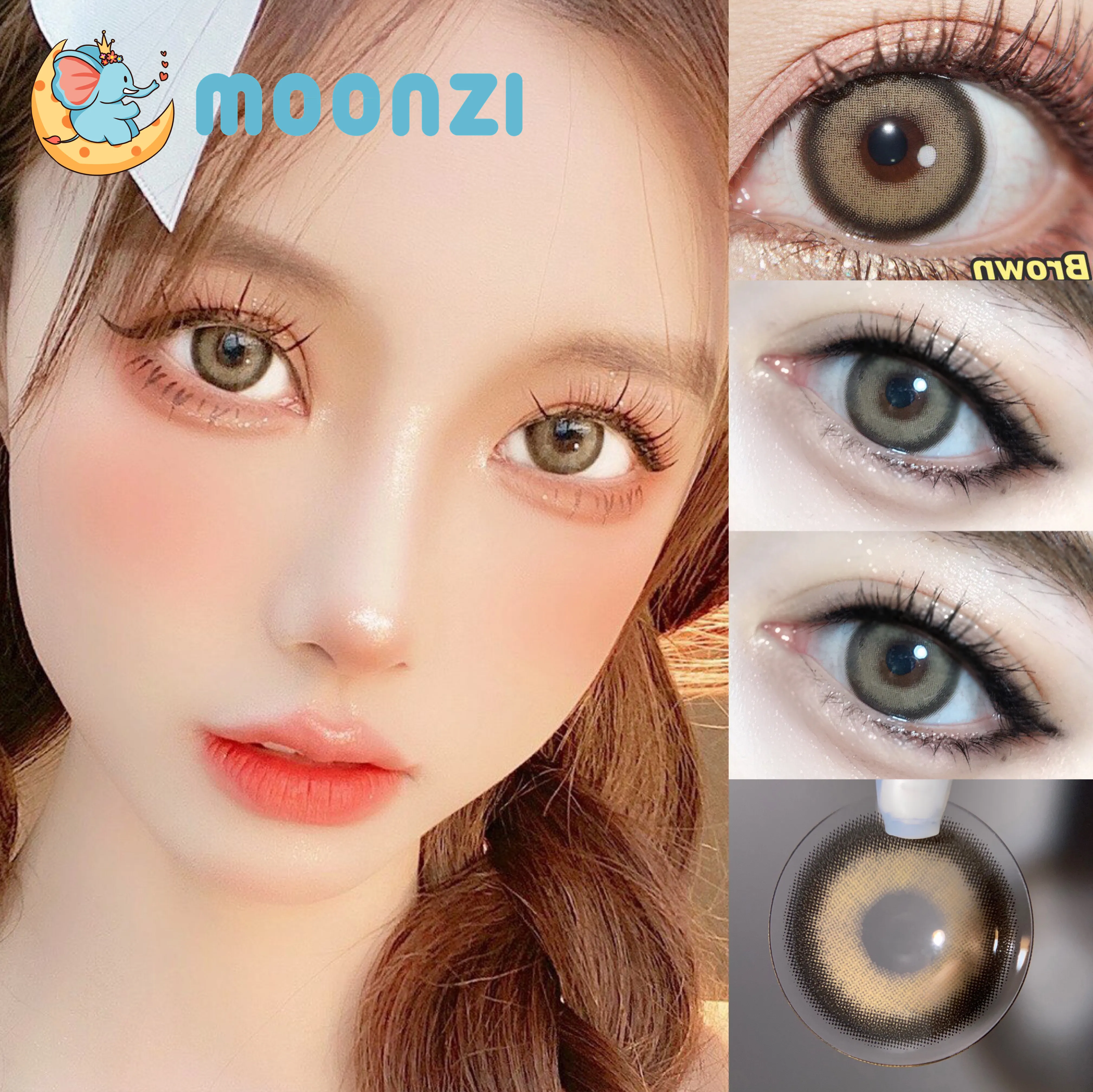 

MOONZI Black Swan Contact Lenses Annually brown Soft for Eyes big pupil Contact Lens Myopia Prescription degree 2pcs/Pair