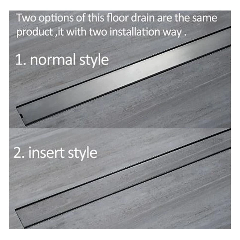 

Quality 60 cm Odor-resistant Floor Drain Cover Rectangle SUS304 Stainless Steel Shower Floor Drain brushed surface