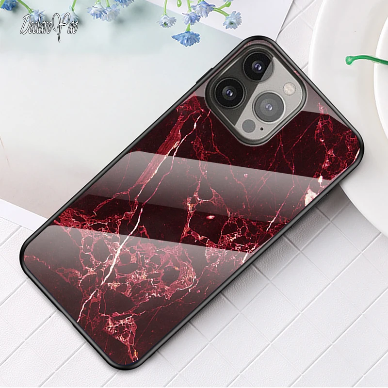 

12 Pro Cover DECLAREYAO Original Mirror Tempered Glass Hard Case For Apple iPhone 11 13 Pro Max Case Cover Silicone Soft Frame