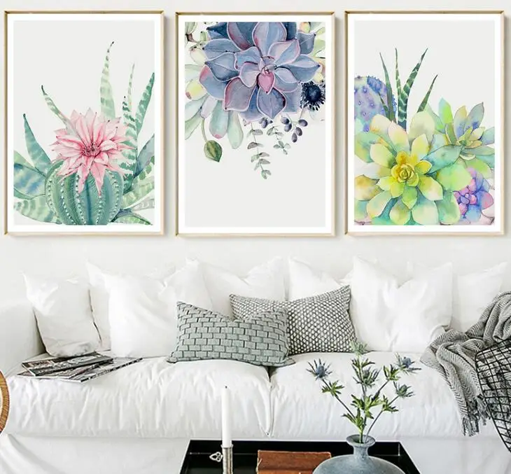 Кактус цветок суккулент холст принты настенные картины для гостиной Декор