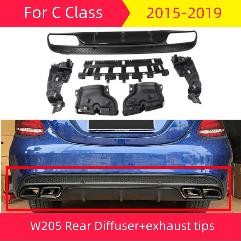 

W205 задний диффузор для Mercedes C Class 2015-2019 C180 C200 C300 выхлопная труба из нержавеющей стали