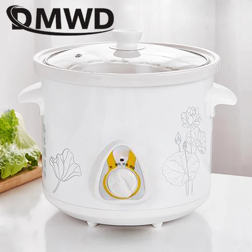 Белый DMWD 1.5L электрическая мини-Мультиварка тушеная суп каша здоровье горшок контроль времени керамическая машина для приготовления пищи для детей Пароварка для еды ЕС - Цвет: Белый