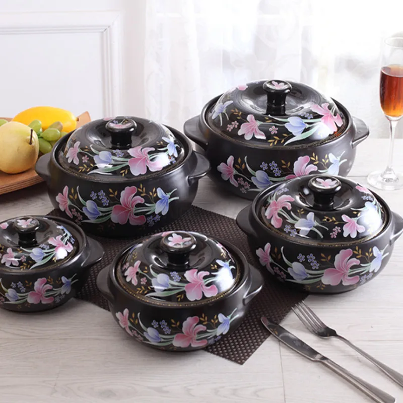 

Korean casserole heat-resistant two ear ceramic rice noodle special large casserole