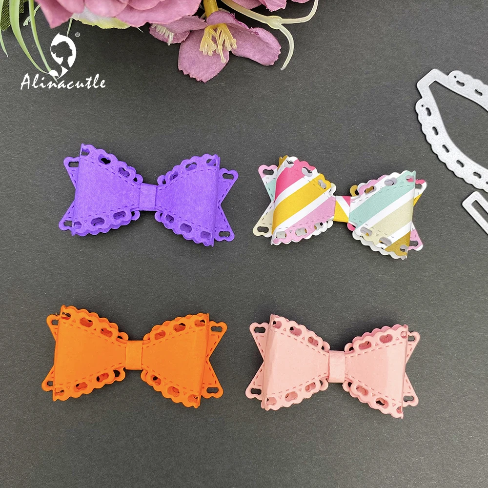 

Alinacutle METAL CUTTING DIE Cut Bow Bowknot Heart Border Scrapbooking Paper Craft Handmade Card Punch Art knife Cutter