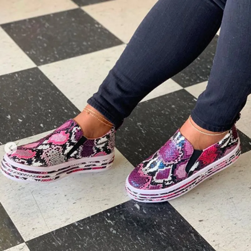 

Women Snake Print PU Leather Vulcanized Shoes Female Sneakers Fashion 2020 New Platform Woman Shoes Walking Footwear