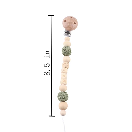 Green Pacifier clip Детские игрушки Силиконовые бусы Прорезыватели деревянные кольца браслет ручной работы соска, зажимы для цепи Прорезыватели зубов колокольчики для детской коляски Товары для малышей - Цвет: Green Pacifier clip