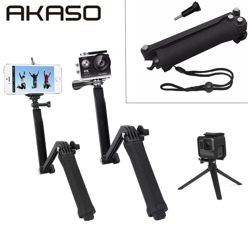 AKASO Handheld Tripod Selfie Stick 3 in 1 Extendable Monopod Selfie Stick Tripod for iPhone 8 Samsung for AKASO Sport Camera