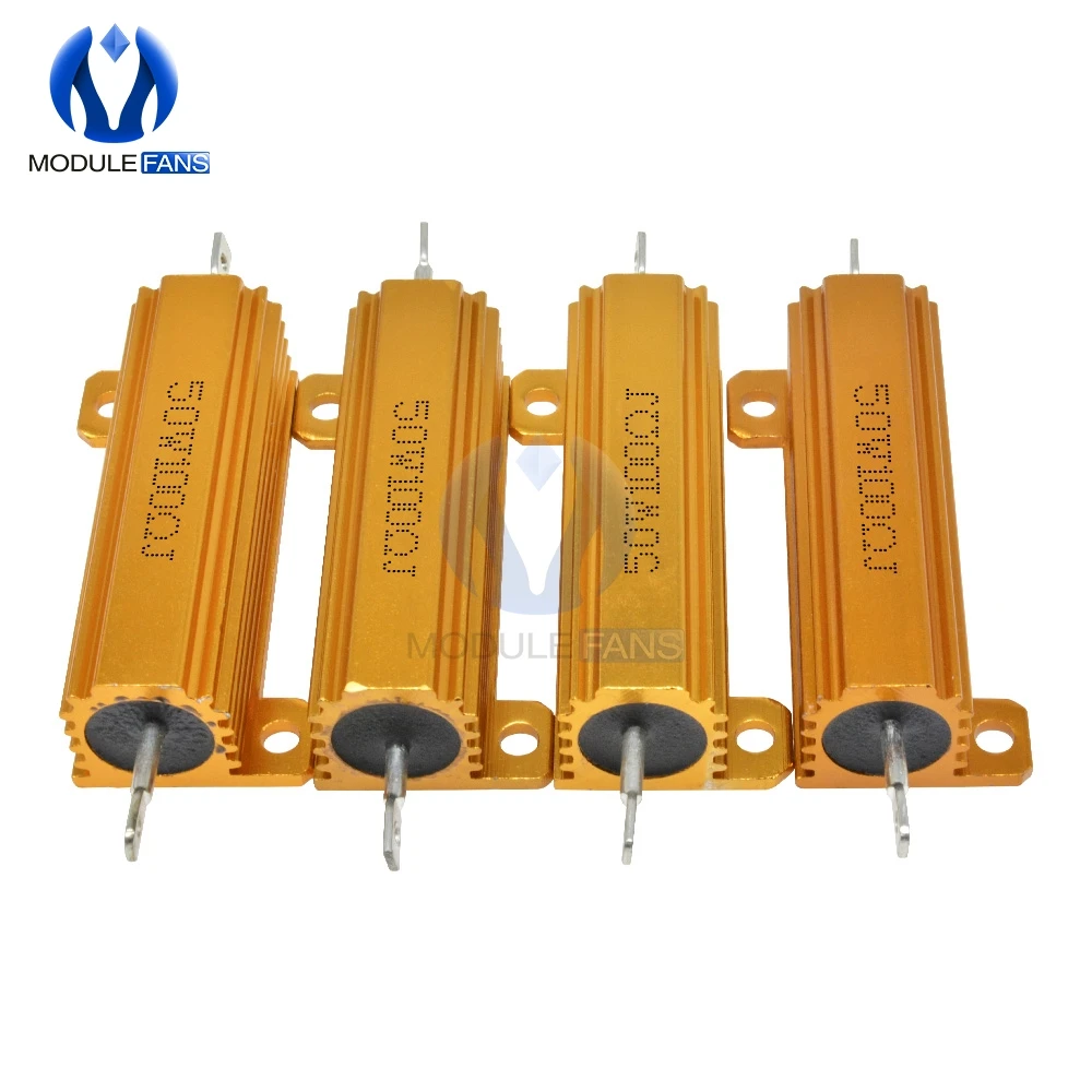 

50W 100W Aluminum Power Metal Shell Case Wirewound Resistor 0.01R ~ 100K 1 6 8 10 20 200 500 1K 10K ohm resistance RX24
