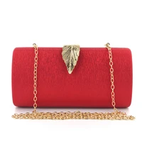 solid color leaf ladies evening bag women dress dinner shoulder pu leather chain bag bridal clutch purse for party and wedding