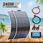 2*120w 18v Гибкая солнечная панель комплект полная система для дома с 1000w инвертором 20A контроллер зарядки 12В24В батарея