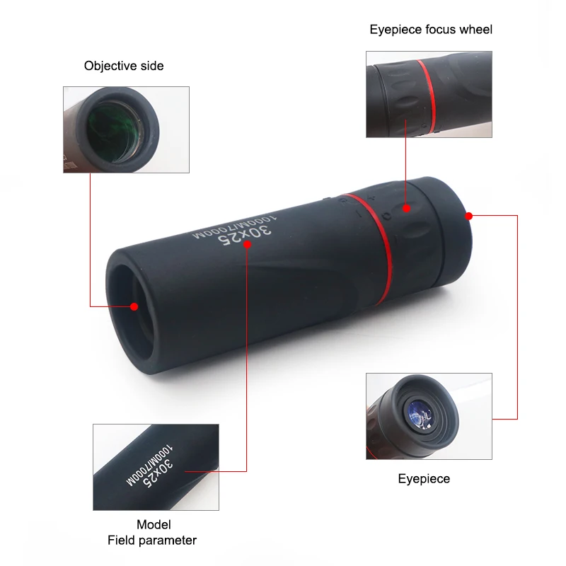 Монокулярный телескоп высокой четкости 30X25 водонепроницаемый портативный мини