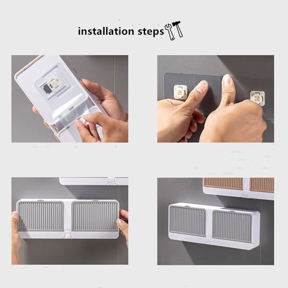 Настенный футляр для мыла с крышкой водонепроницаемая Двойная сетка сушилка