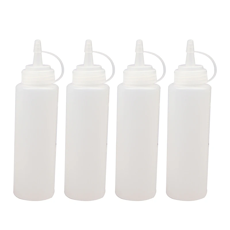 

4Pcs Squeeze Squirt Condiment Bottles Salad Sauce Dispenser Ketchup Cruet