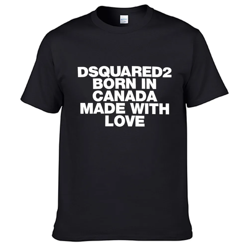 Мужские и женские летние футболки DSQ2 с белым логотипом 100% хлопок|Мужские