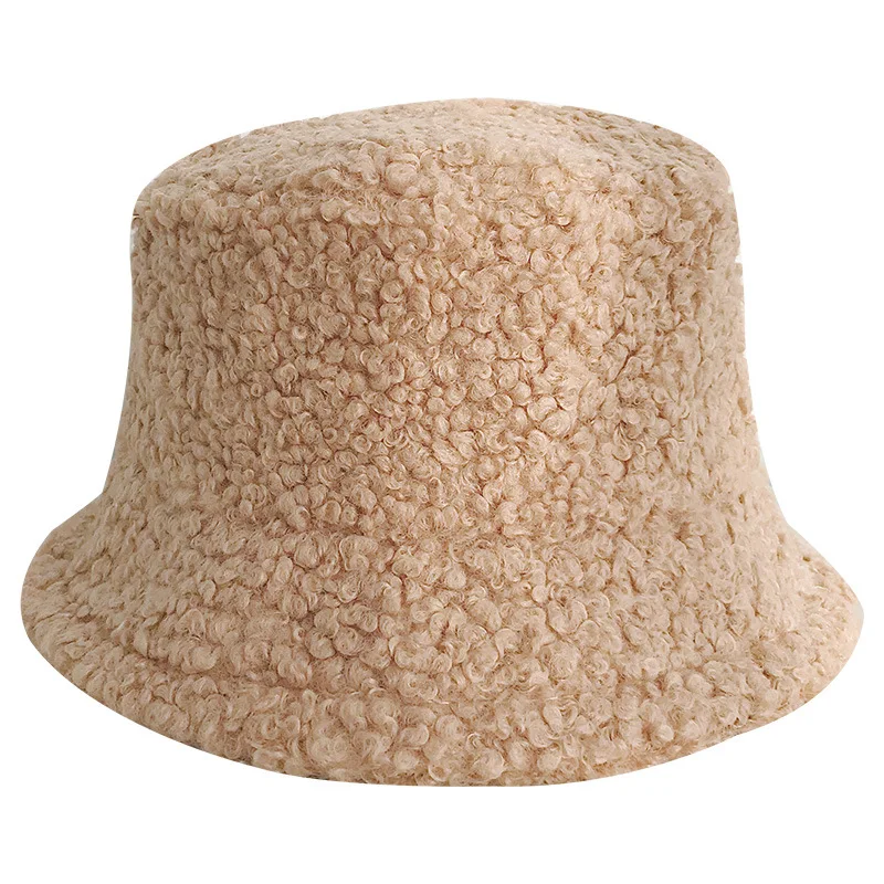 

Lady's Winter Warm Fisherman Hat Lambs Wool Bucket Cap Versatile Fashion Style