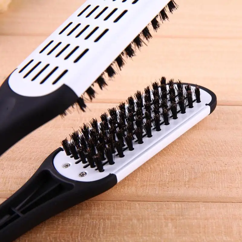 

Ceramic Plywood Comb Straightener Electric Heat Brush Hair Straightener
